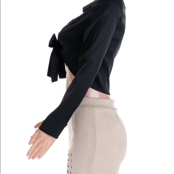 Black Satin Blouse - Picture 3 of 4